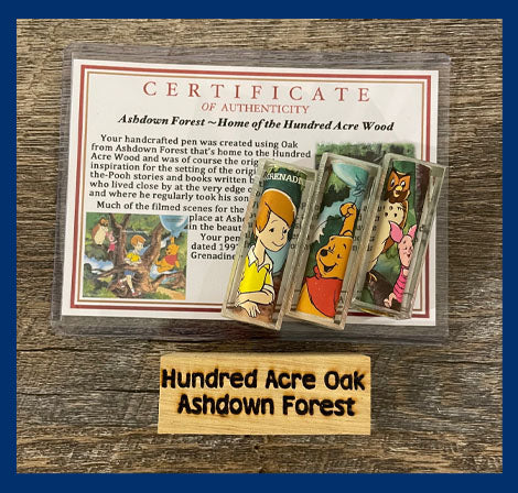 Hundred Acre Wood Postage Stamp & Wood Rollerball/Fountain