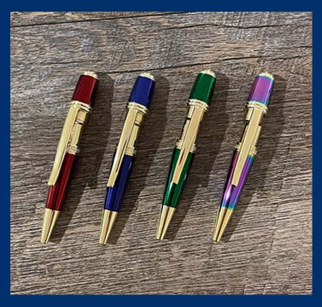 Round Top 27/64ths Colored Pen Components Gold