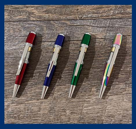 Round Top 27/64ths Colored Pen Components Chrome